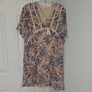 Floral Paisley V-Neck Dress
